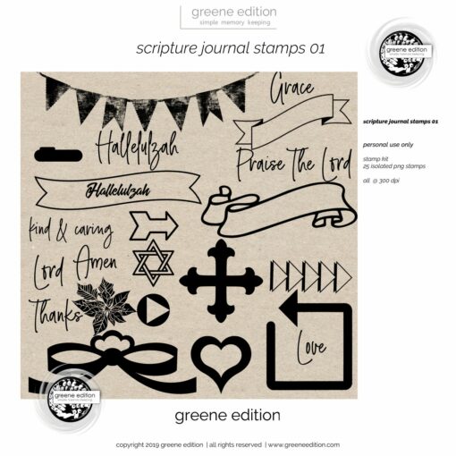 Scripture Journal Stamps 01, greene edition