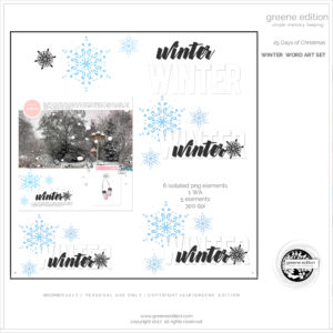 greene edition - winter word art set - digital scrapbooking freebie