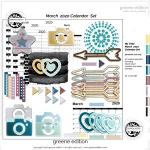 March 2020 Calendar Kit, My Tribe Mini Kit, greene edition, copyright 2020 greeneedition.shop